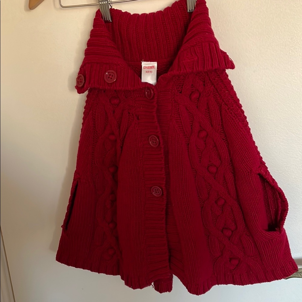 Gymboree Red Knit Sweater/Cape Size S (5-6)